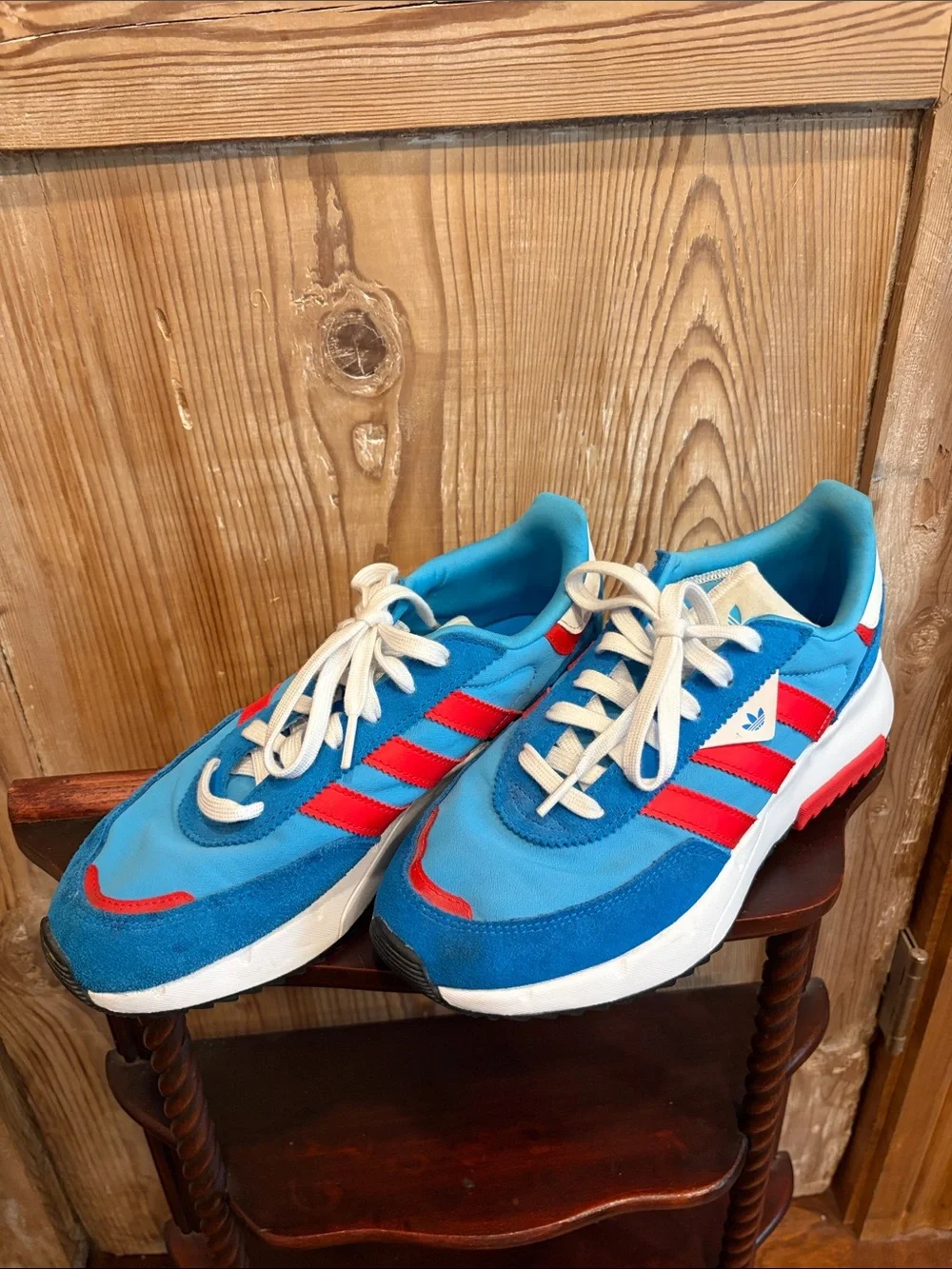 adidas Blue and Red Retro Trainer Sneakers